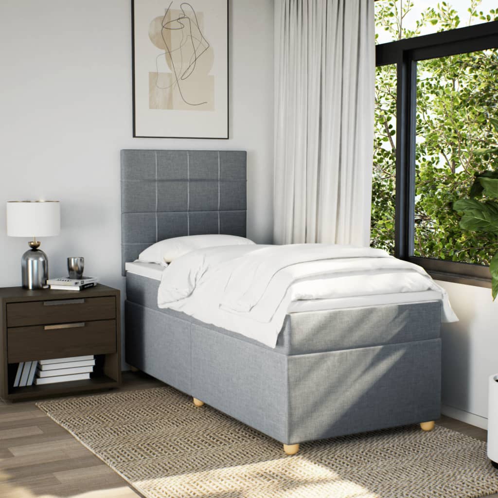 Boxspringbett Mit Matratze Stoff Hellgrau