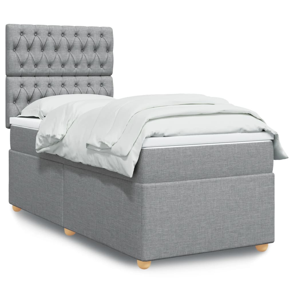 Boxspringbett Mit Matratze Stoff Hellgrau