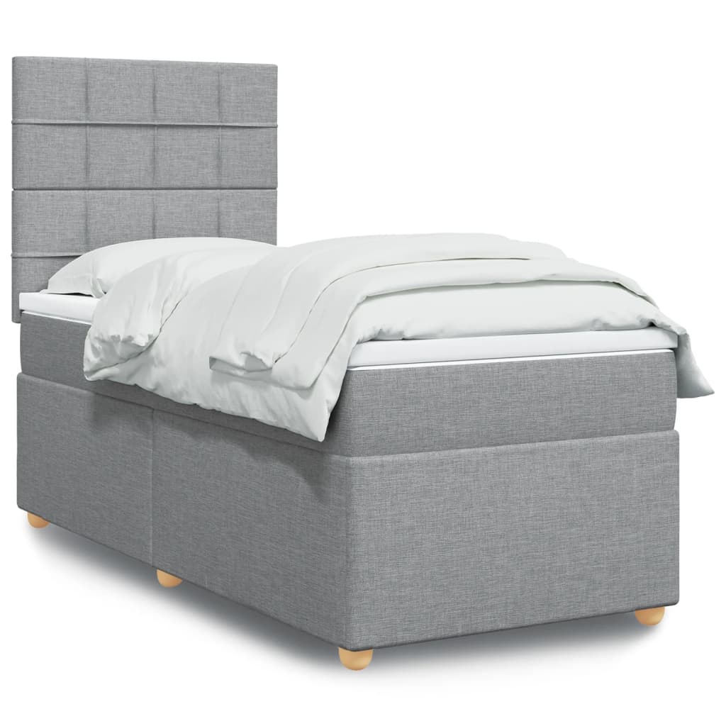 Boxspringbett Mit Matratze Stoff Hellgrau