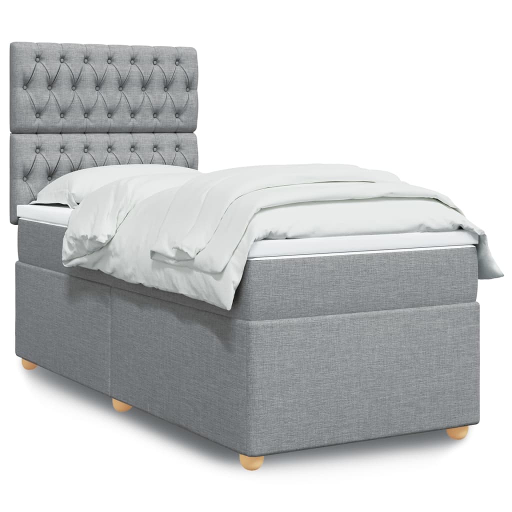 Boxspringbett Mit Matratze Stoff Hellgrau