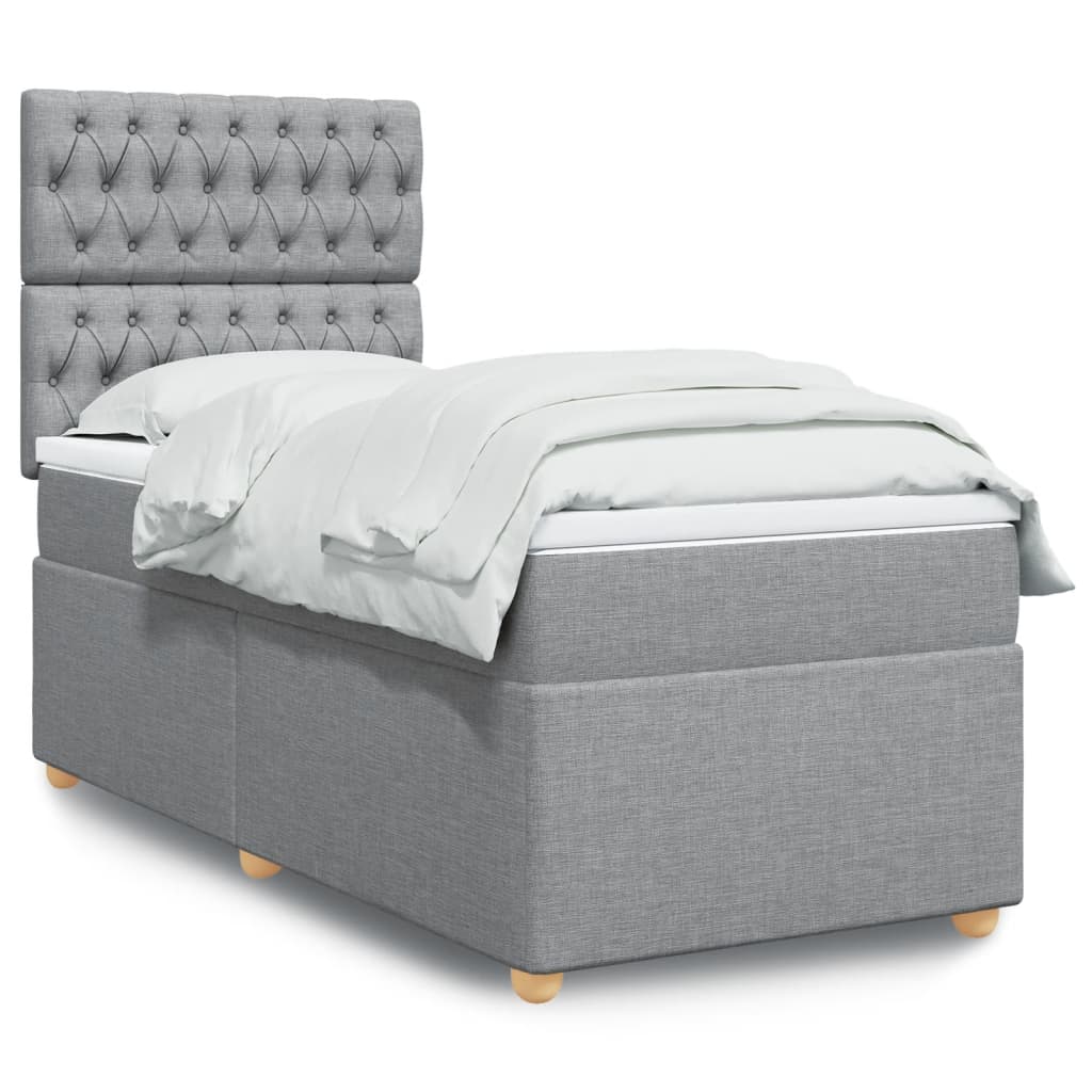 Boxspringbett Mit Matratze Stoff Hellgrau