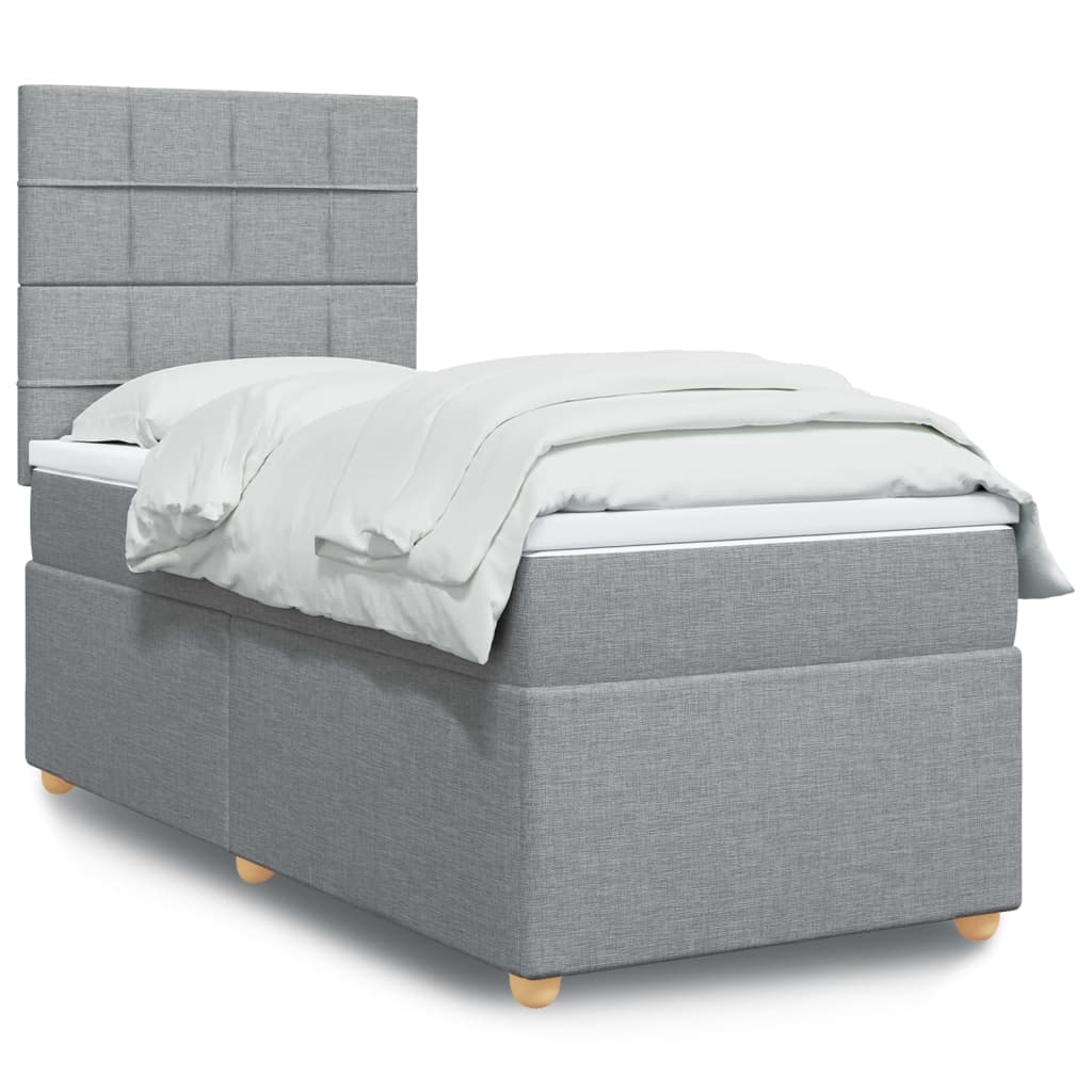 Boxspringbett Mit Matratze Stoff Hellgrau