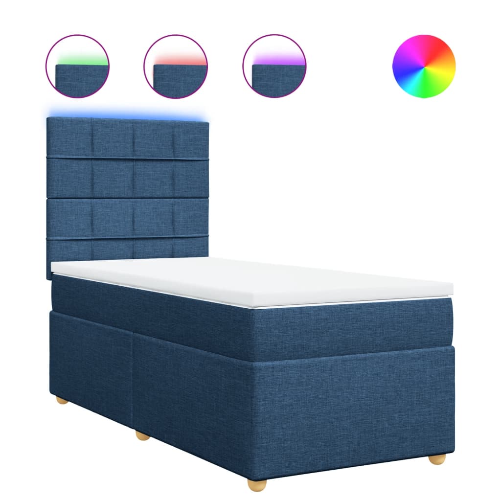 Boxspringbett Mit Matratze Stoff Blau