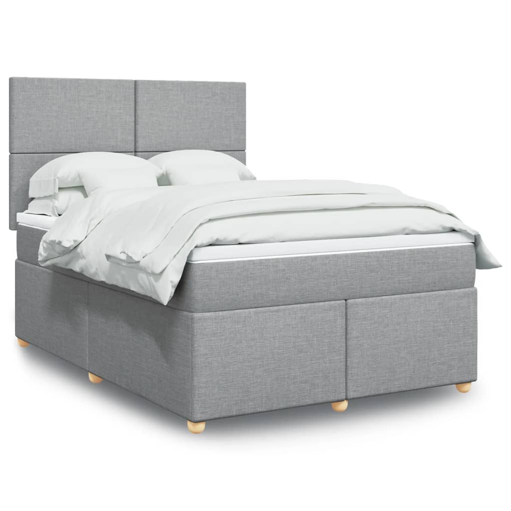 Boxspringbett Mit Matratze Stoff Hellgrau