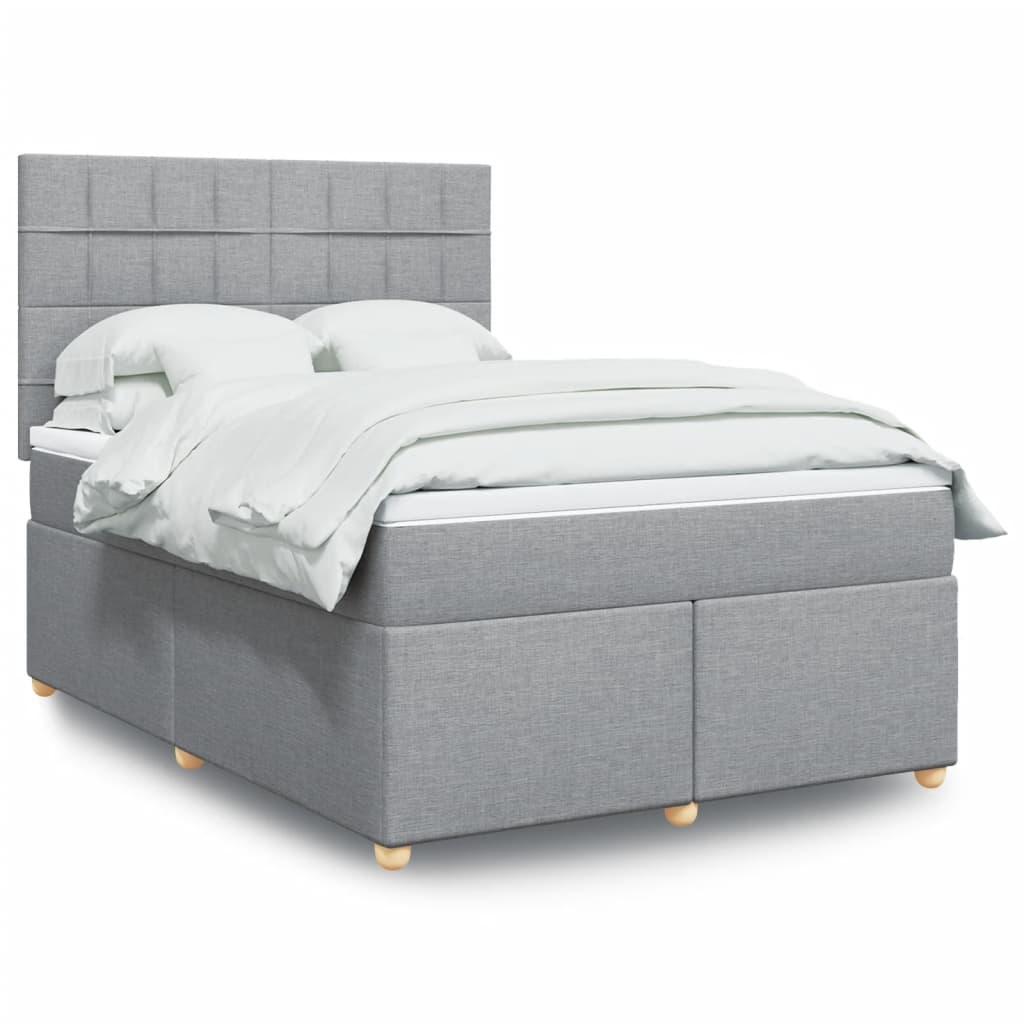 Boxspringbett Mit Matratze Stoff Hellgrau