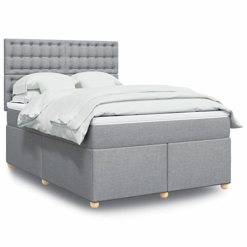 Boxspringbett Mit Matratze Stoff Hellgrau