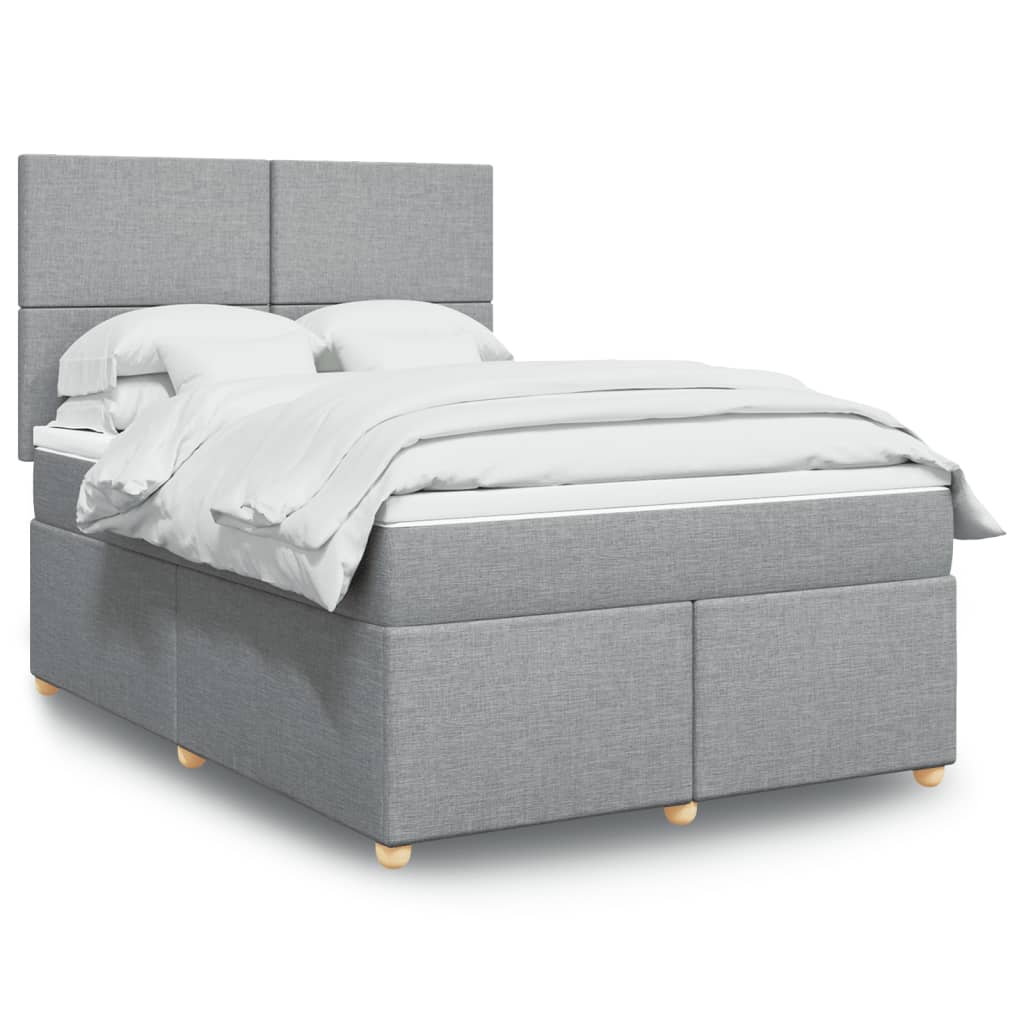 Boxspringbett Mit Matratze Stoff Hellgrau