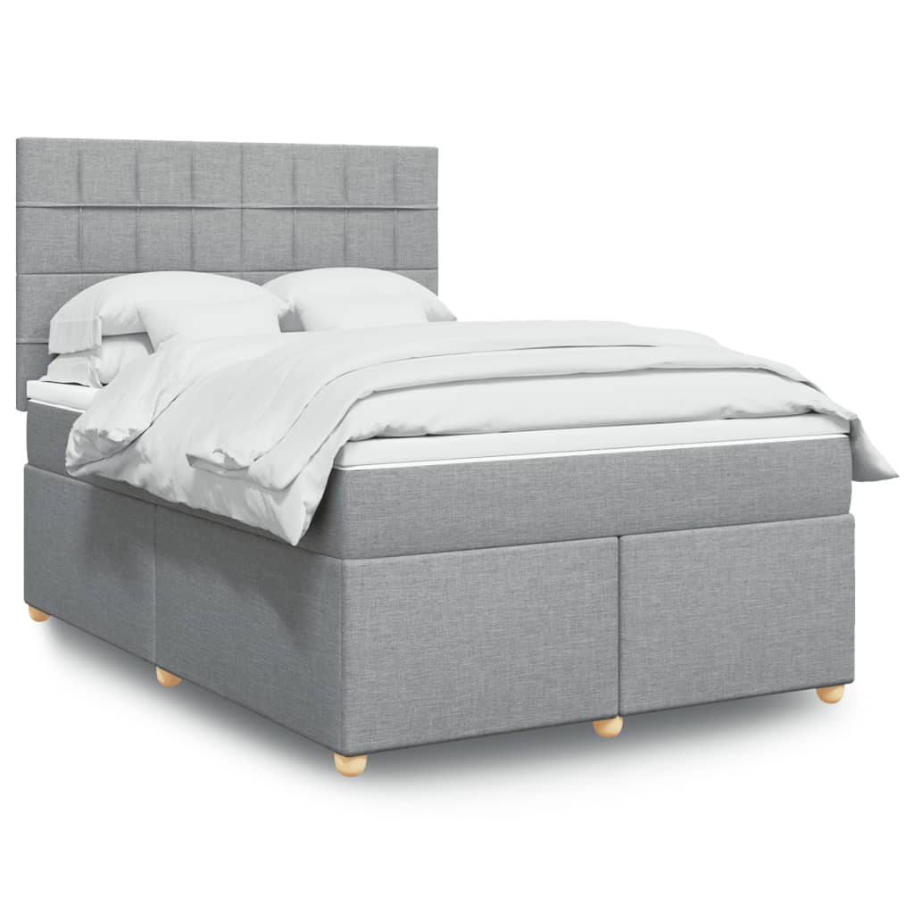 Boxspringbett Mit Matratze Stoff Hellgrau