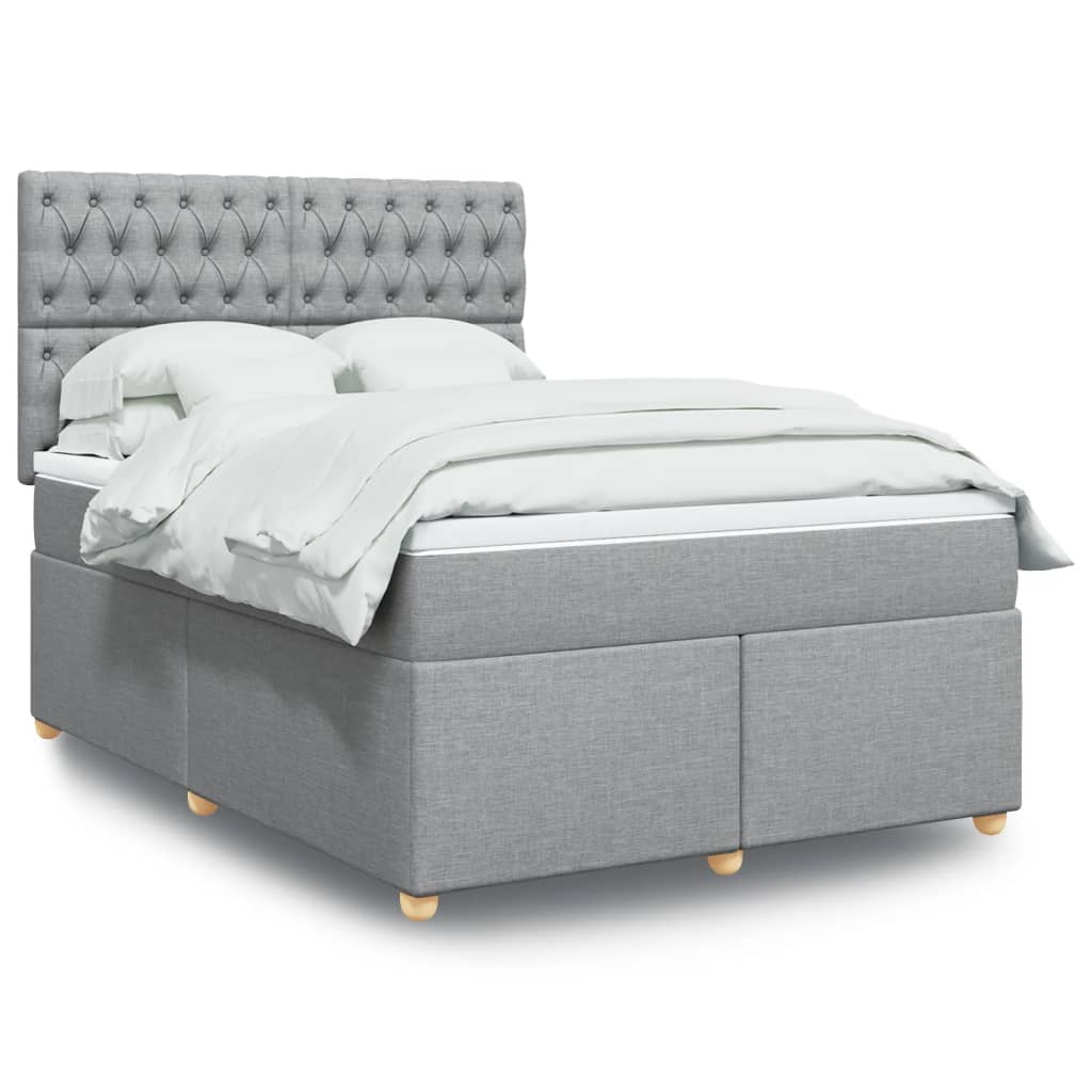 Boxspringbett Mit Matratze Stoff Hellgrau