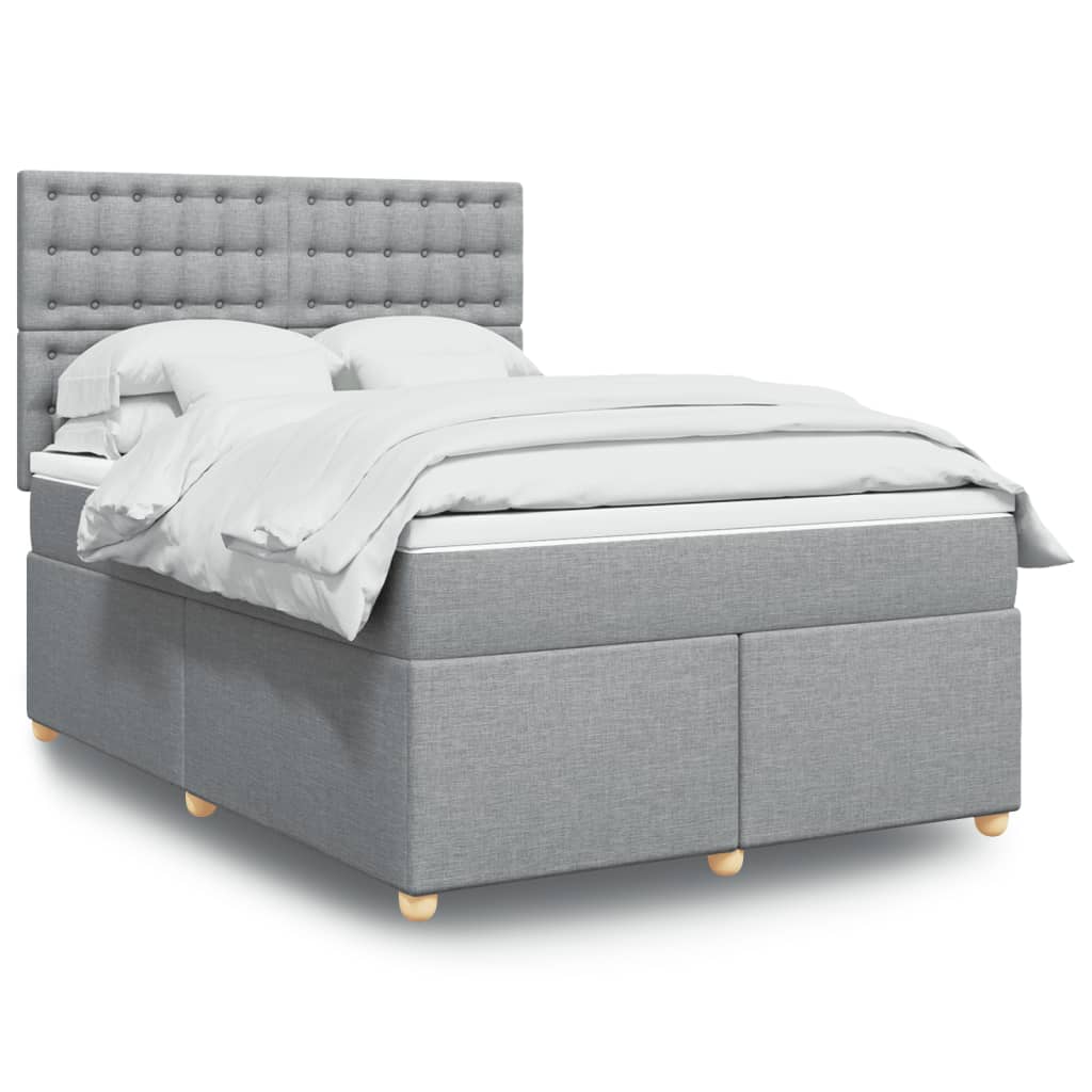 Boxspringbett Mit Matratze Stoff Hellgrau