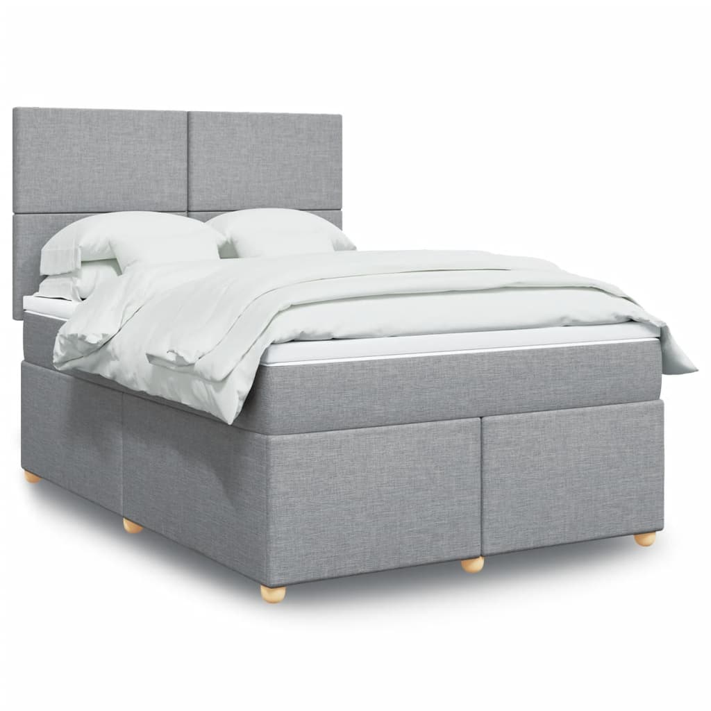 Boxspringbett Mit Matratze Stoff Hellgrau