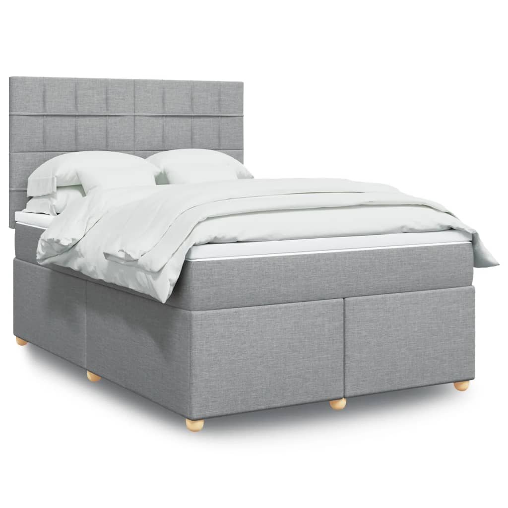Boxspringbett Mit Matratze Stoff Hellgrau