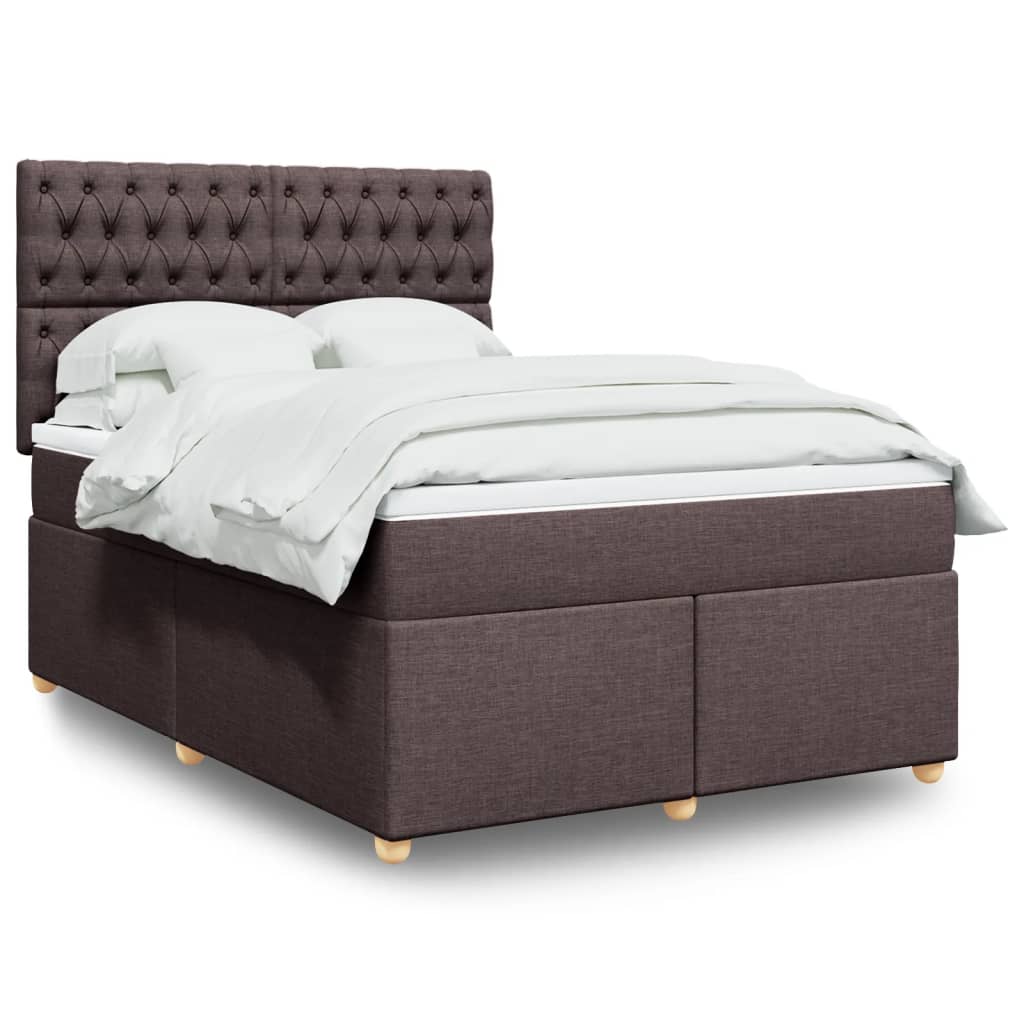 Boxspringbett Mit Matratze Stoff Dunkelbraun