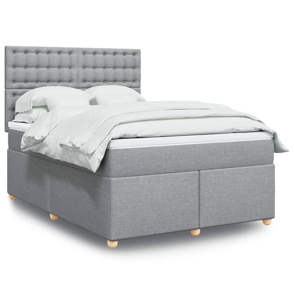 Boxspringbett Mit Matratze Stoff Hellgrau