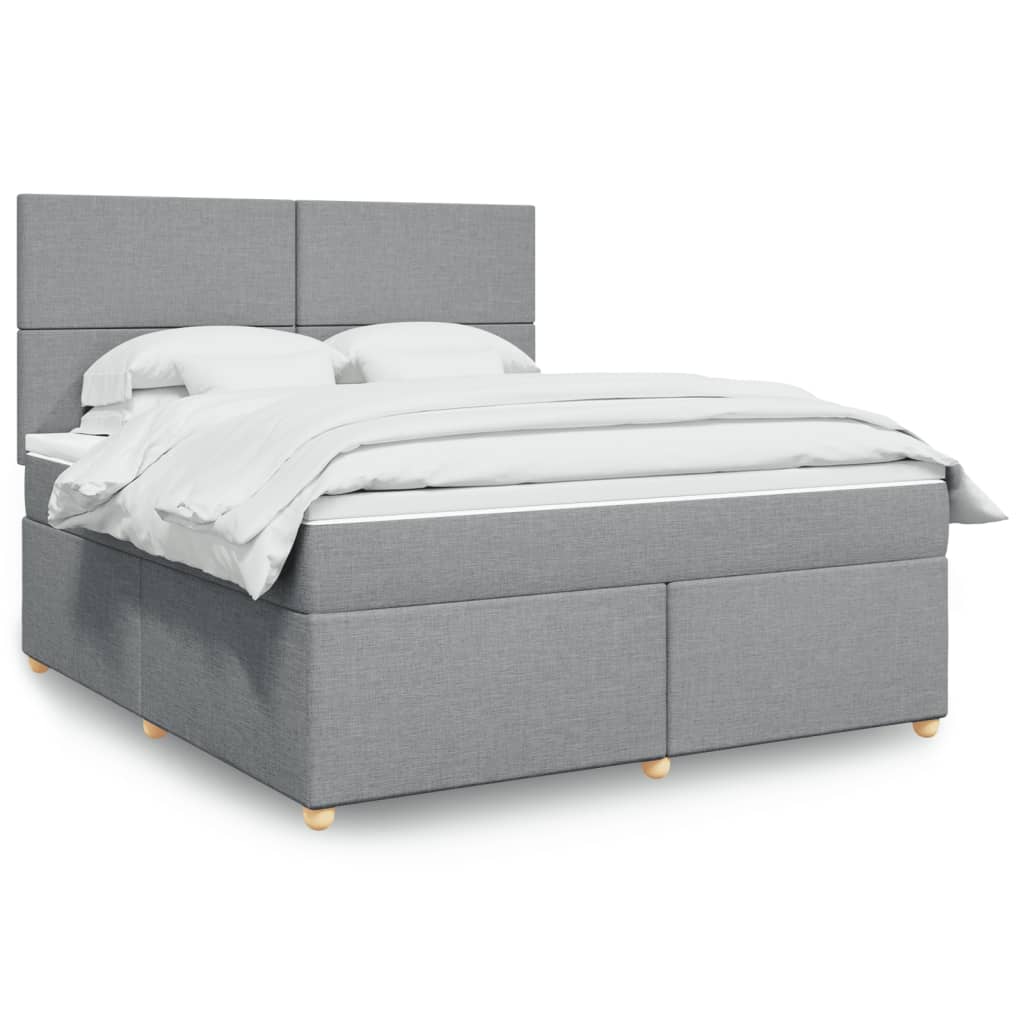 Boxspringbett Mit Matratze Stoff Hellgrau