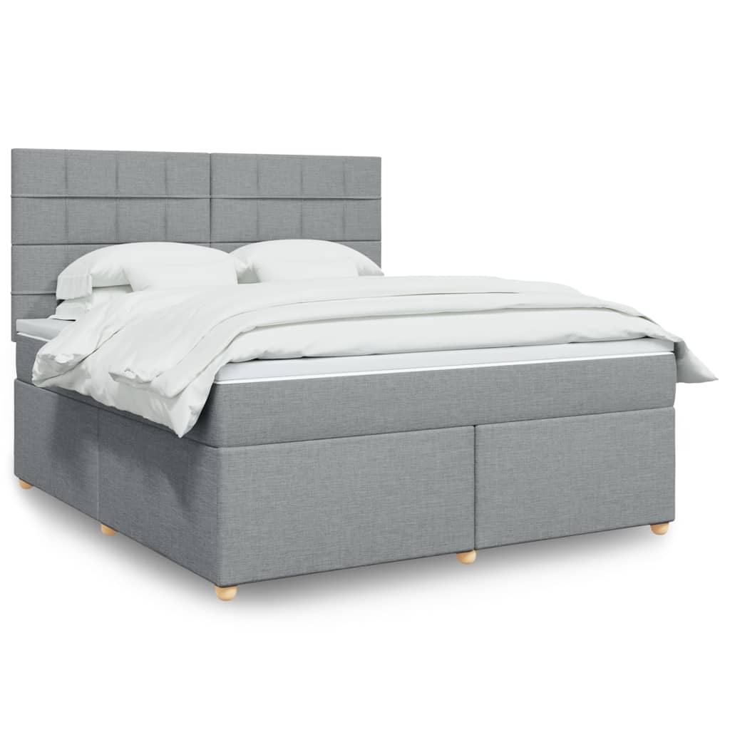 Boxspringbett Mit Matratze Stoff Hellgrau