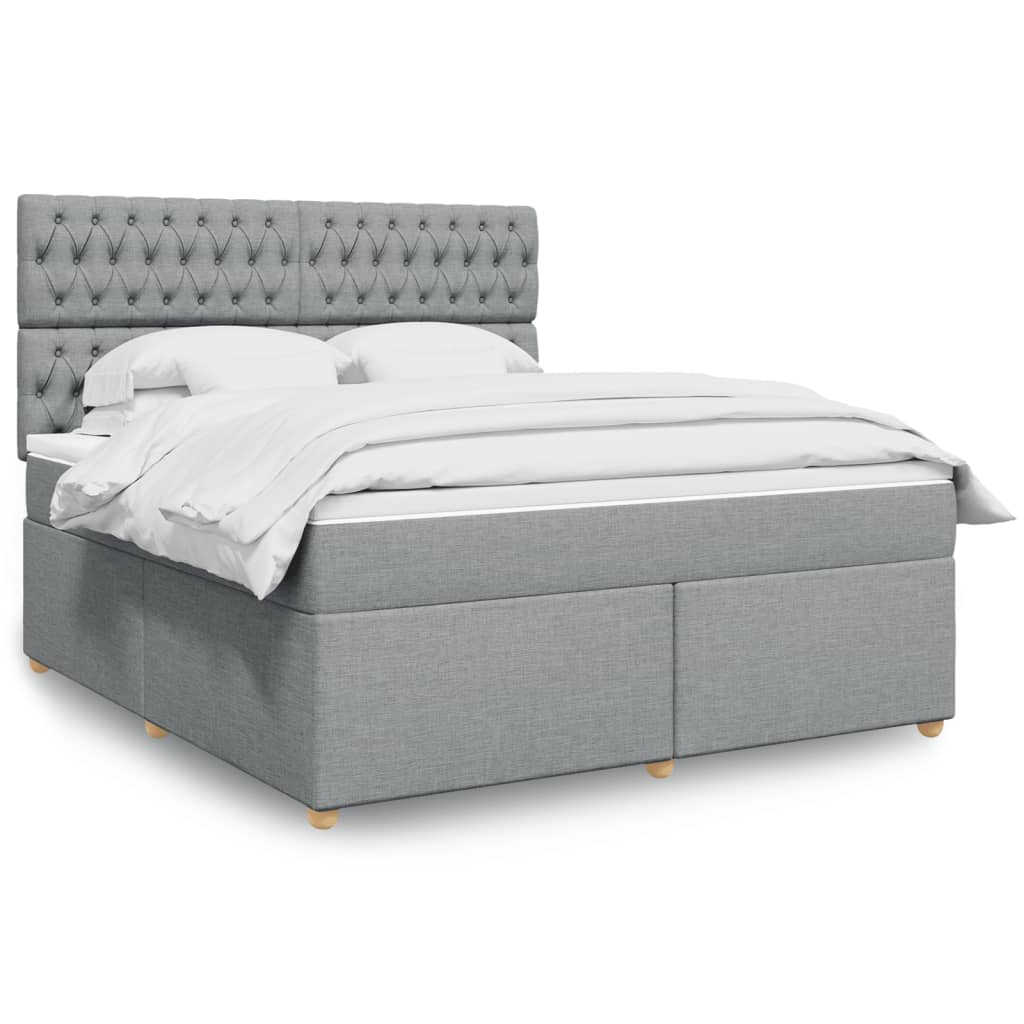 Boxspringbett Mit Matratze Stoff Hellgrau