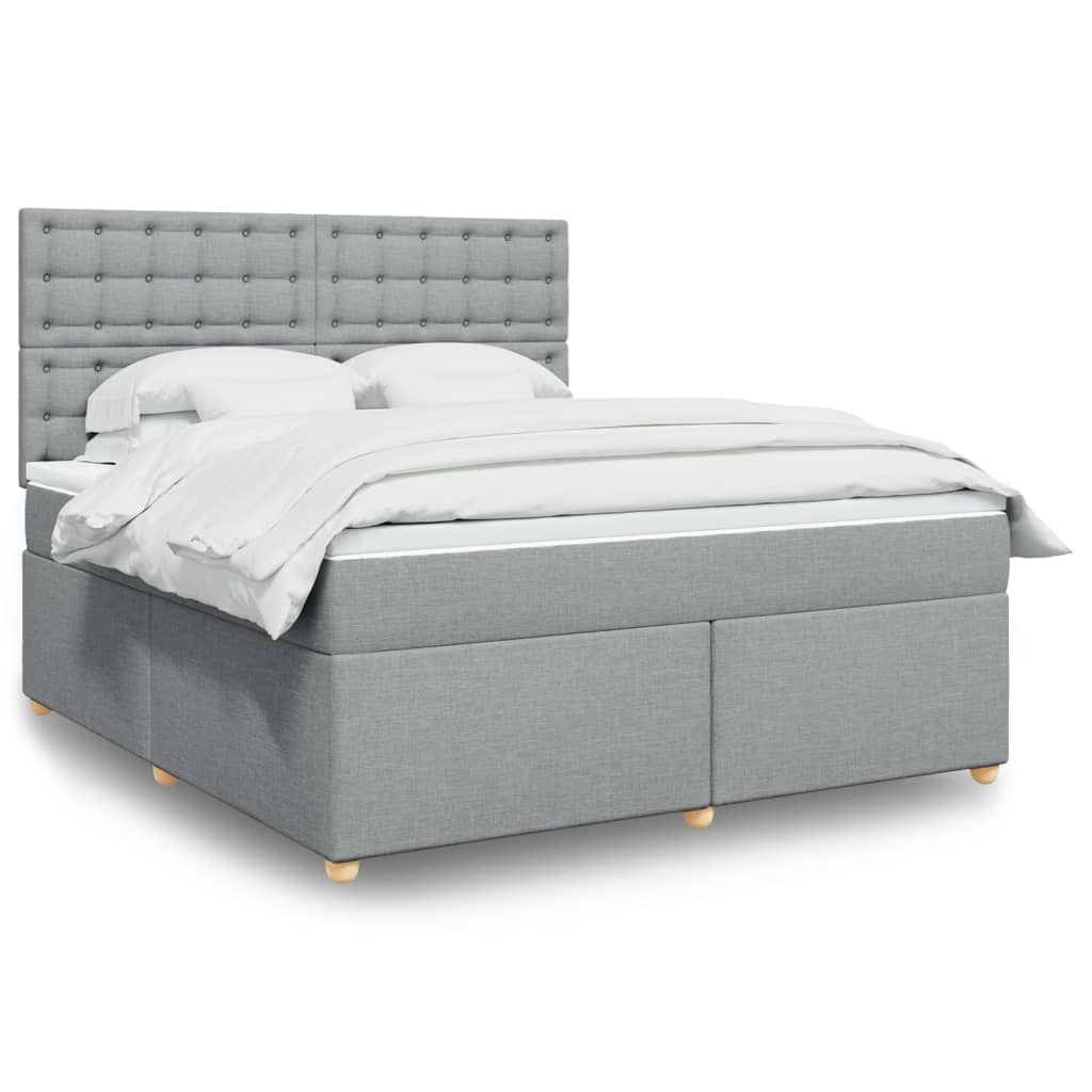 Boxspringbett Mit Matratze Stoff Hellgrau