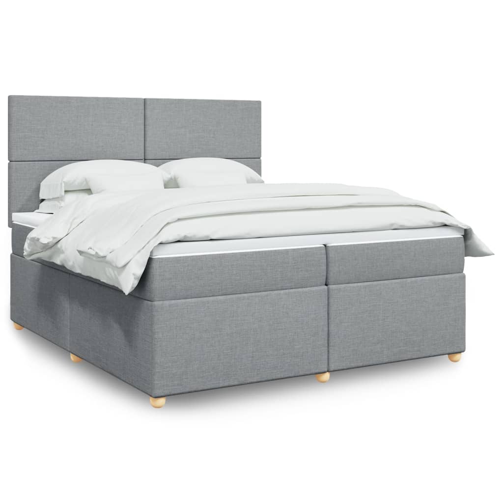 Boxspringbett Mit Matratze Stoff Hellgrau