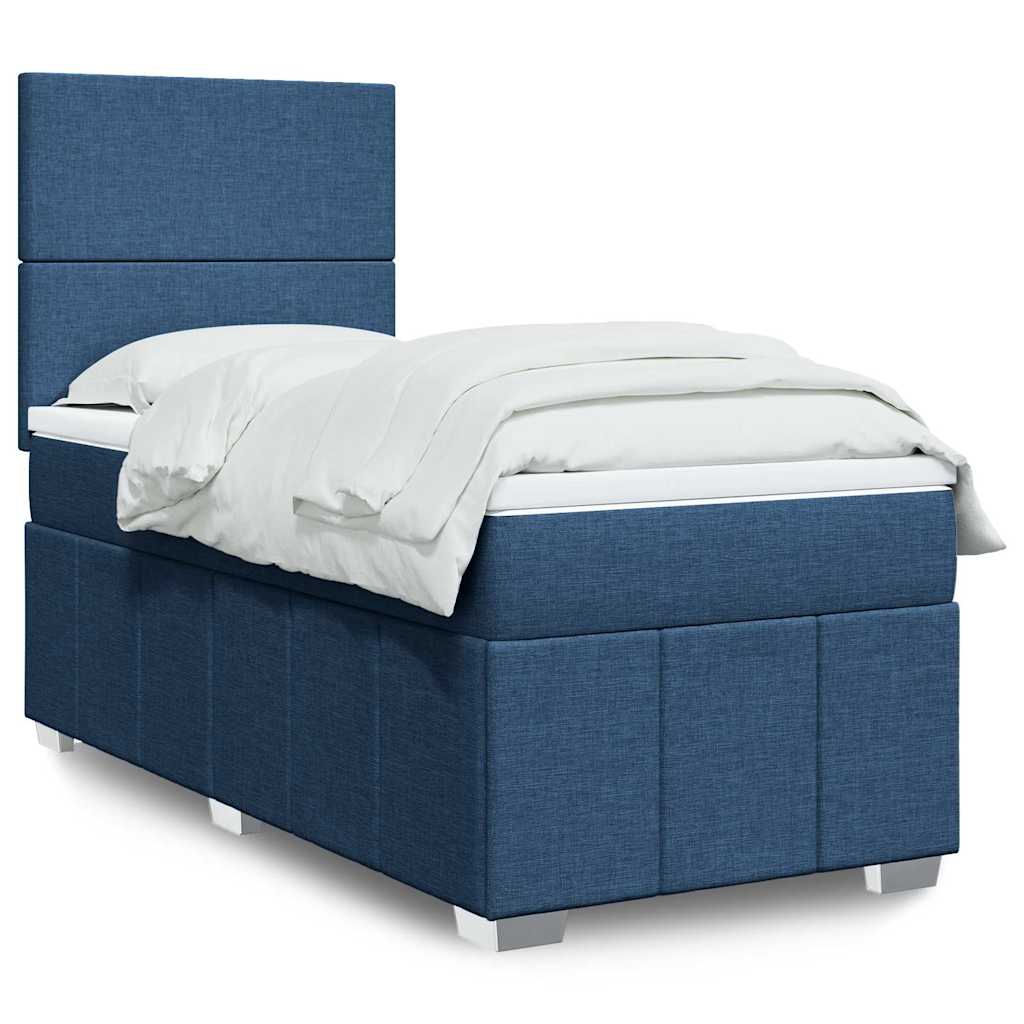 Boxspringbett Mit Matratze Stoff Blau