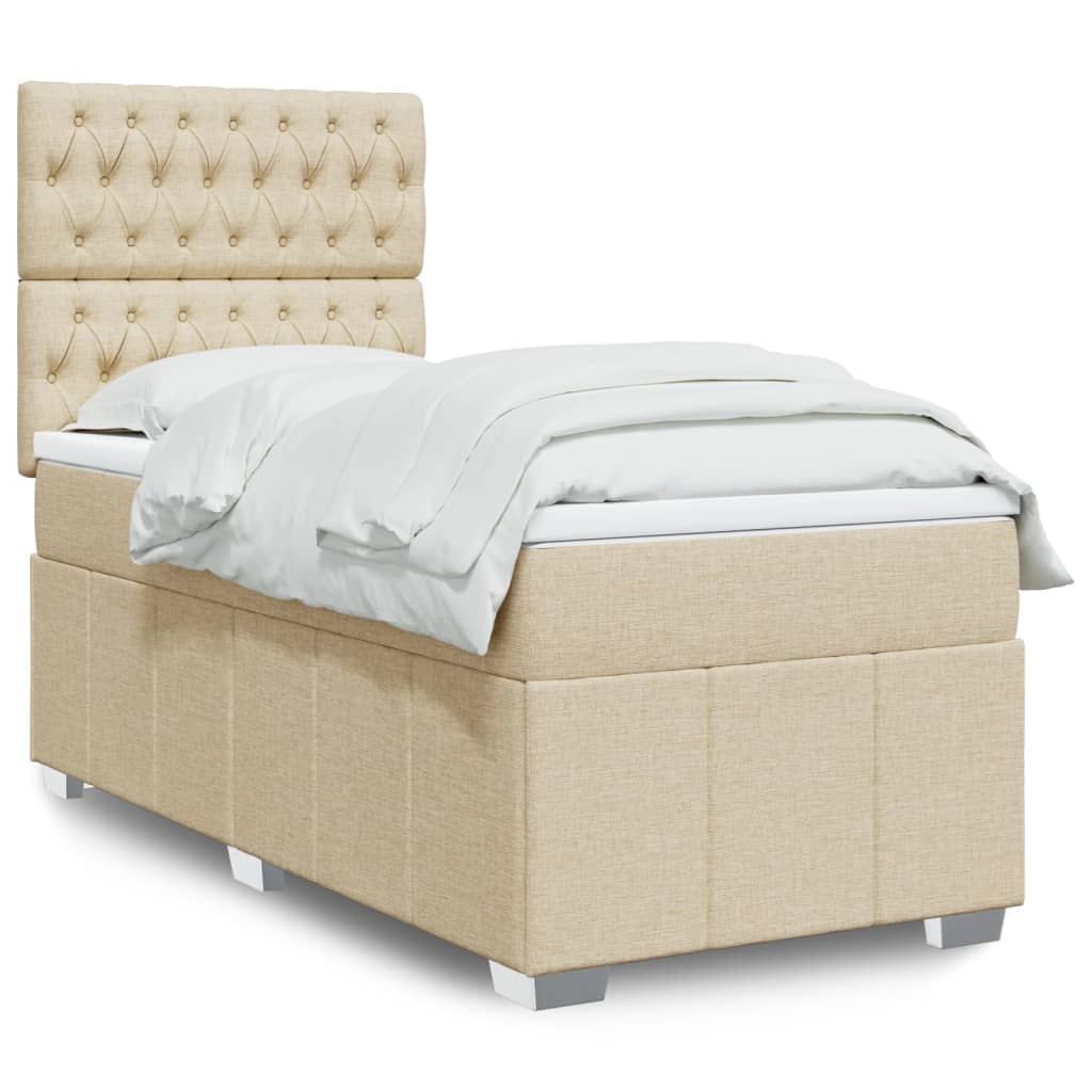 Boxspringbett Mit Matratze Stoff Creme