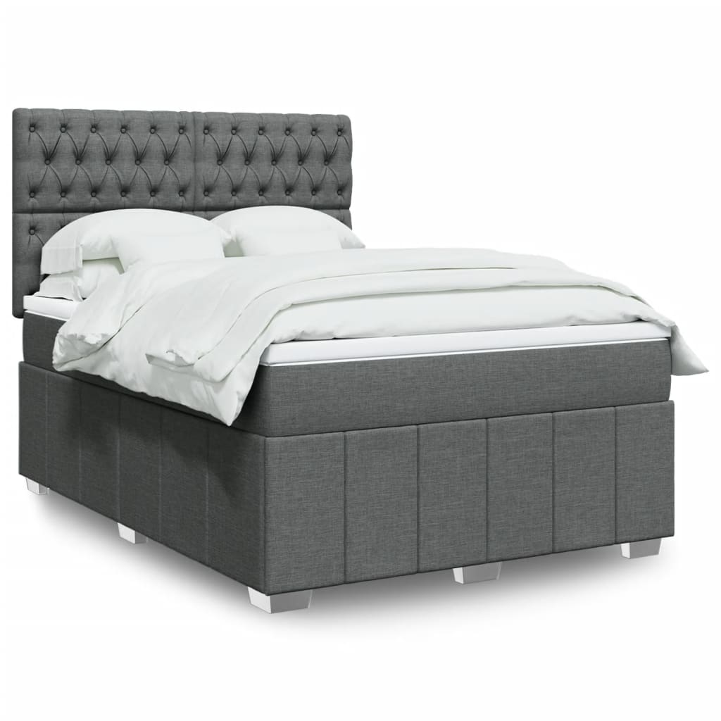 Boxspringbett Mit Matratze Stoff Dunkelgrau