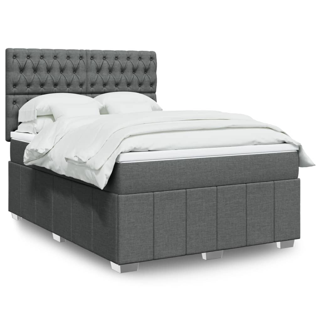 Boxspringbett Mit Matratze Stoff Dunkelgrau