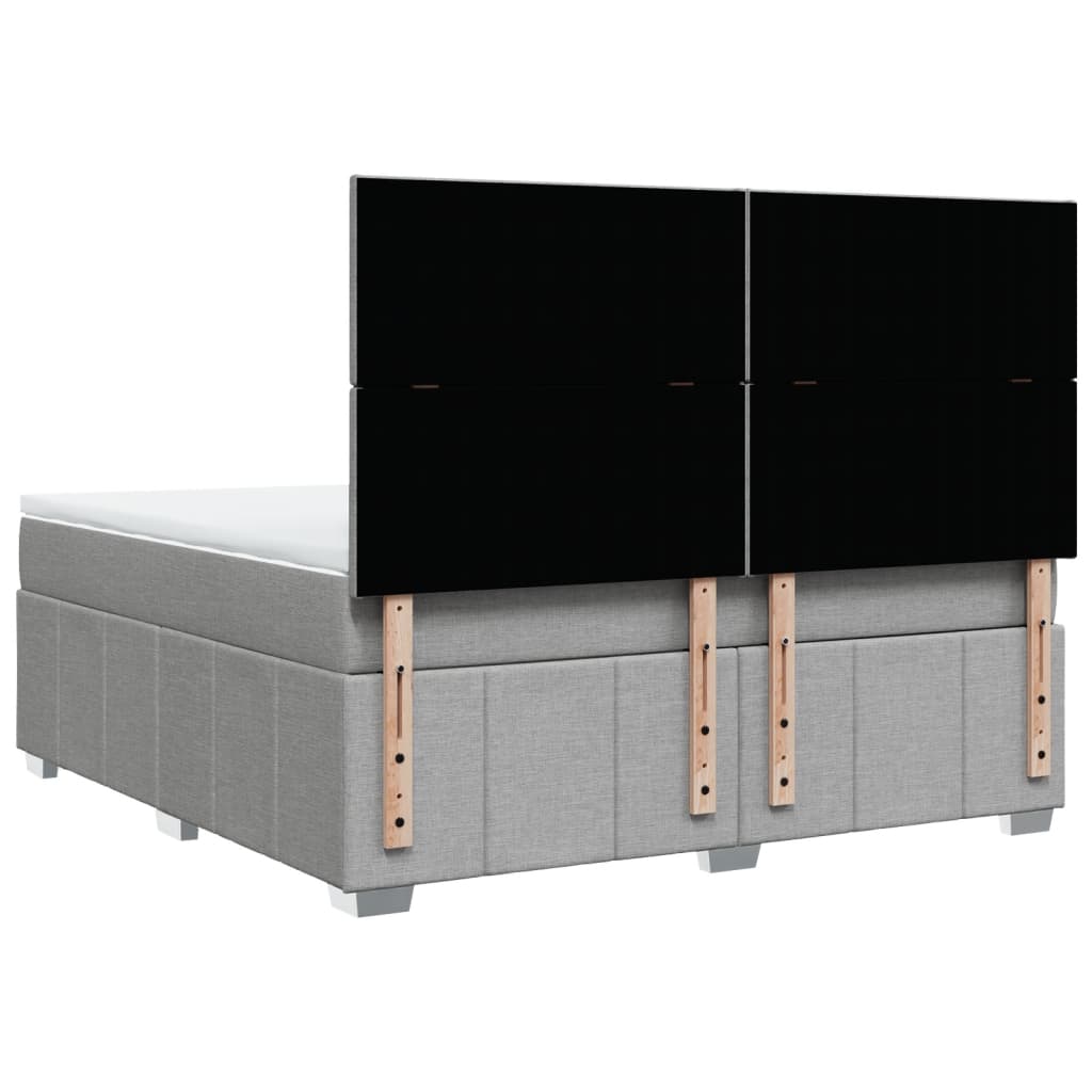 Boxspringbett Mit Matratze Stoff Hellgrau