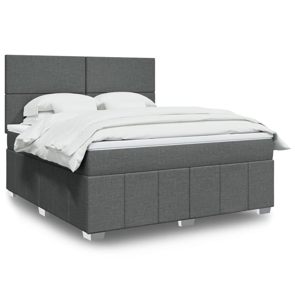 Boxspringbett Mit Matratze Stoff Dunkelgrau