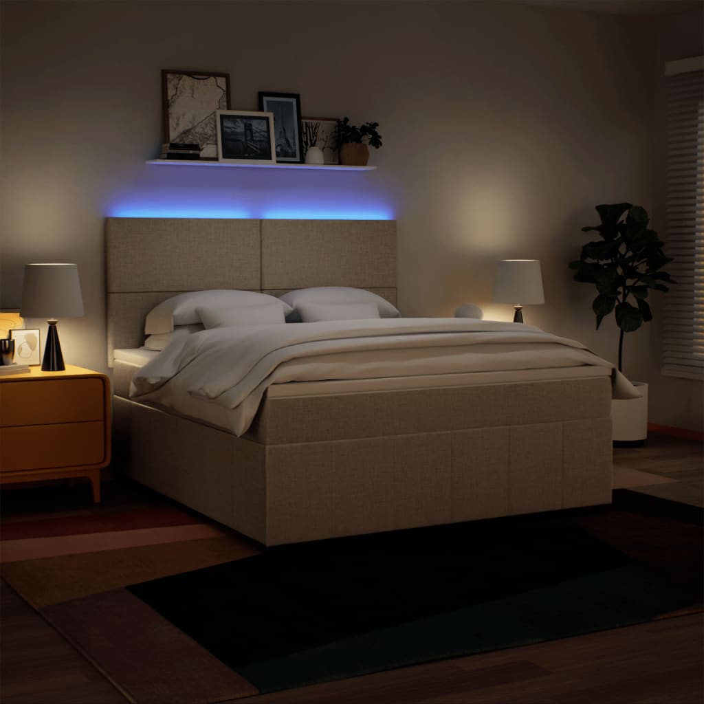 Boxspringbett Mit Matratze Stoff Creme