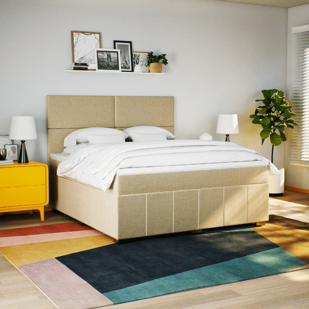 Boxspringbett Mit Matratze Stoff Creme