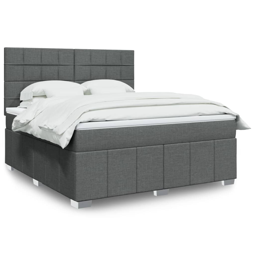 Boxspringbett Mit Matratze Stoff Dunkelgrau
