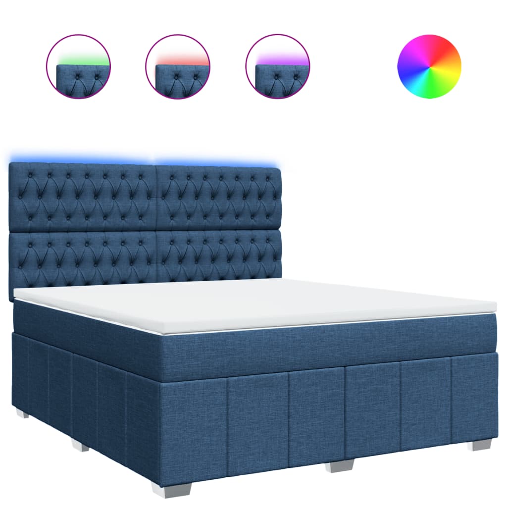 Boxspringbett Mit Matratze Stoff Blau