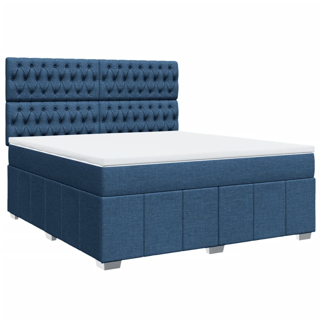 Boxspringbett Mit Matratze Stoff Blau
