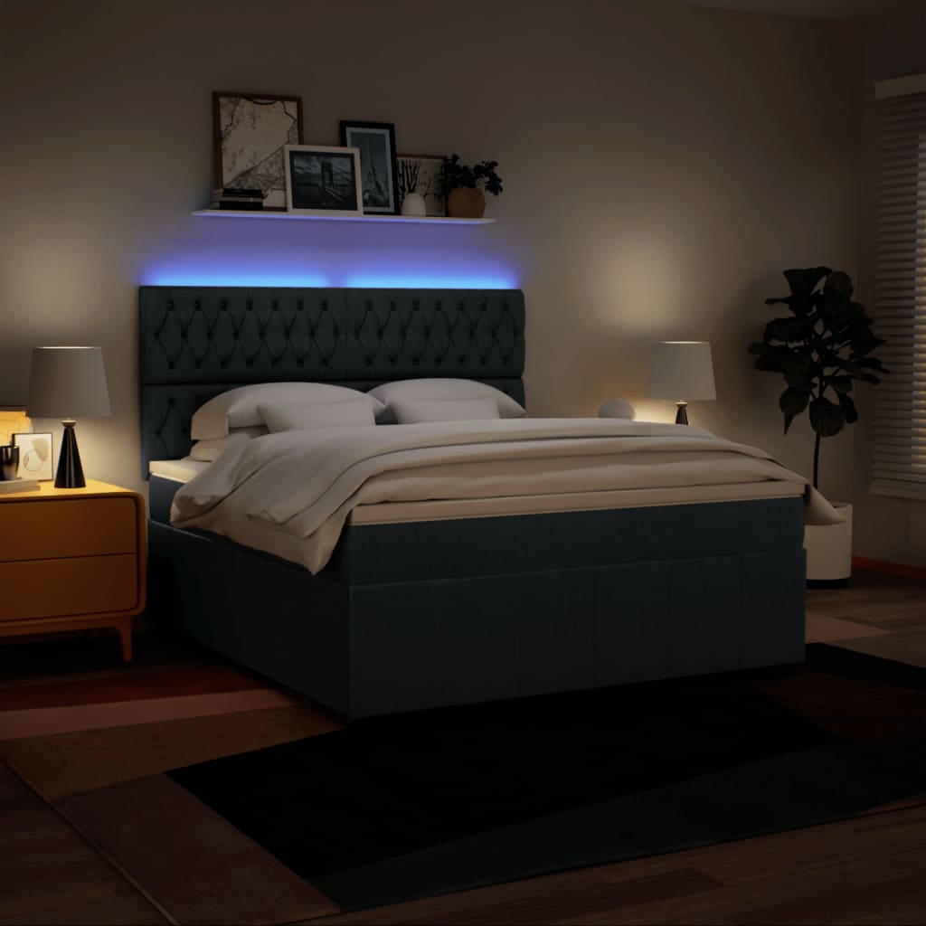 Boxspringbett Mit Matratze Stoff Blau
