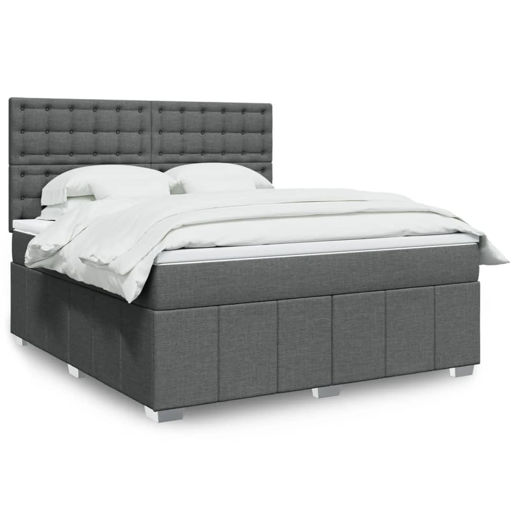 Boxspringbett Mit Matratze Stoff Dunkelgrau