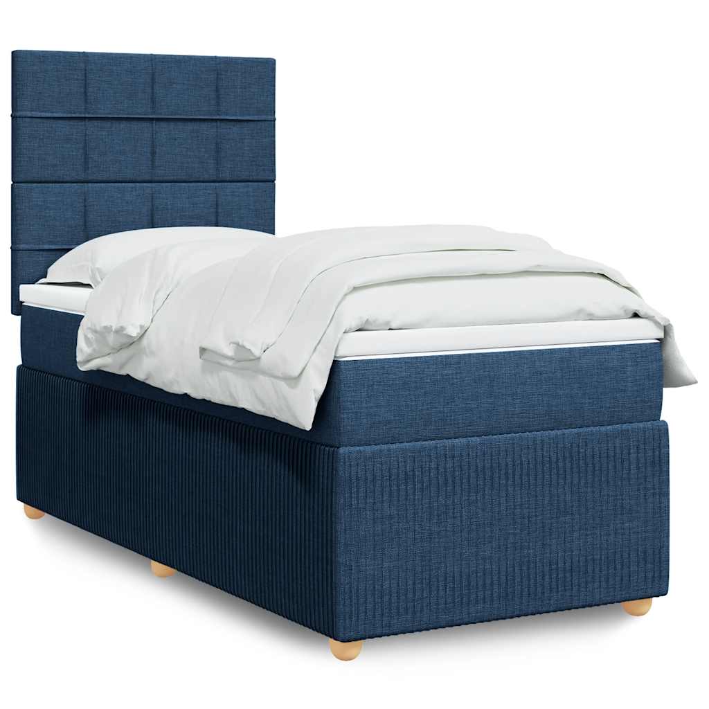 Boxspringbett Mit Matratze Stoff Blau