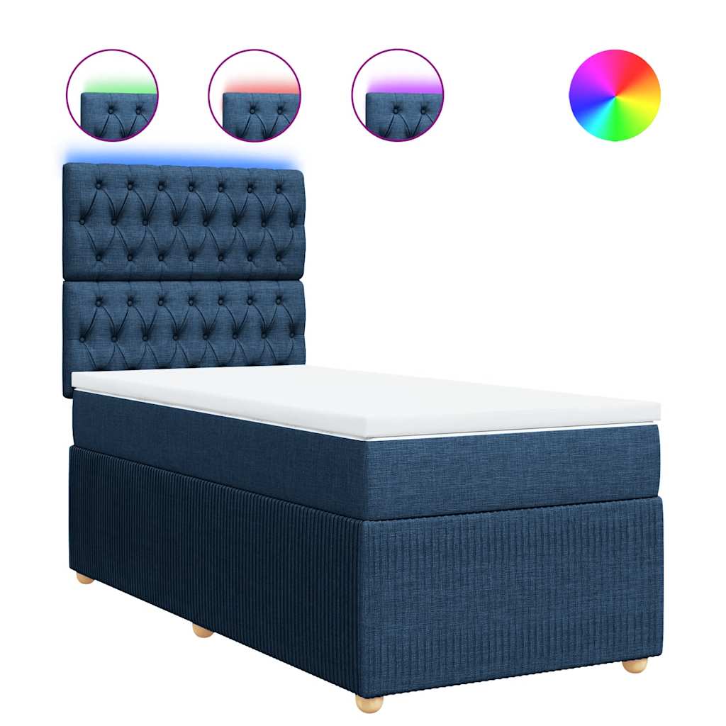 Boxspringbett Mit Matratze Stoff Blau