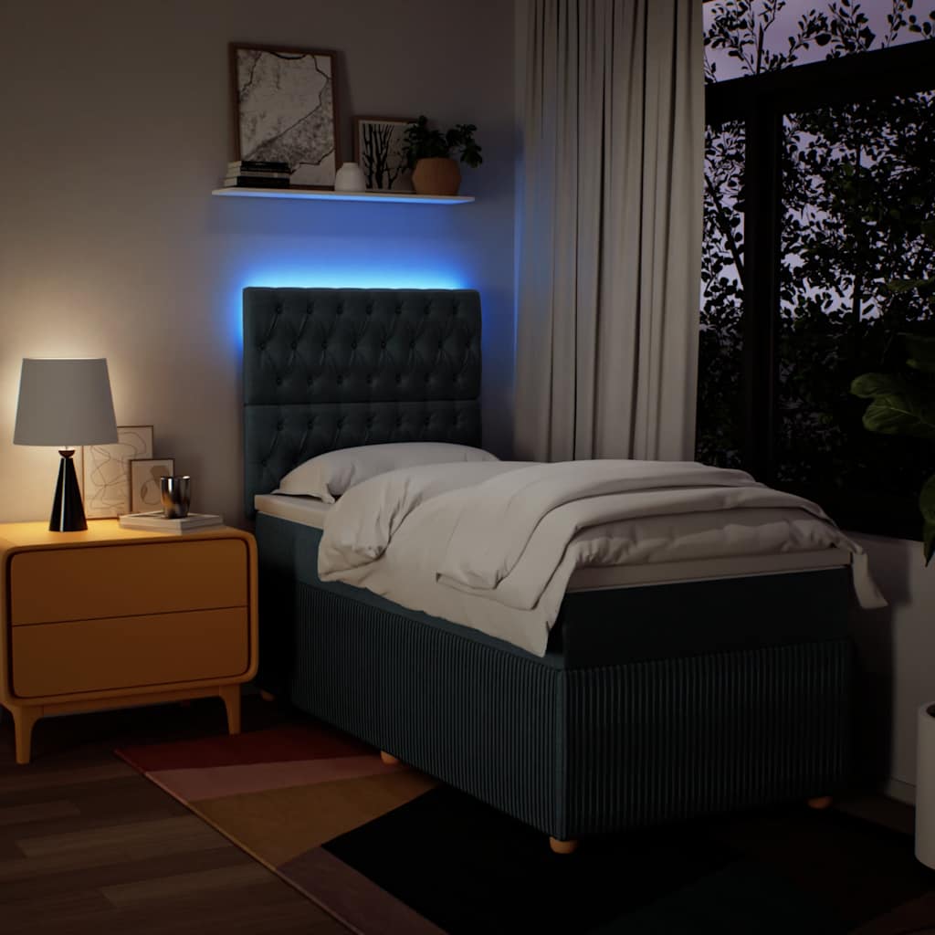 Boxspringbett Mit Matratze Stoff Blau