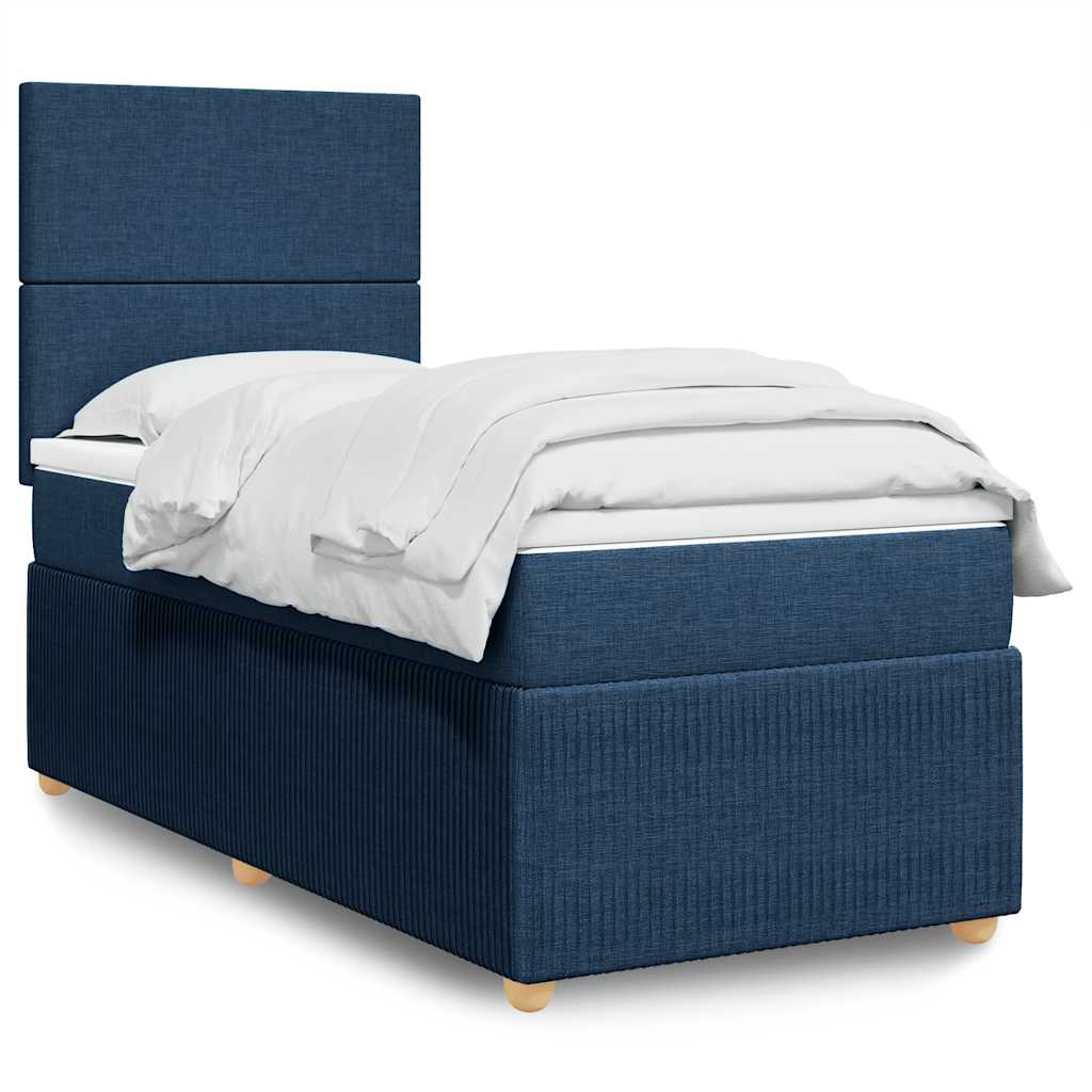 Boxspringbett Mit Matratze Stoff Blau