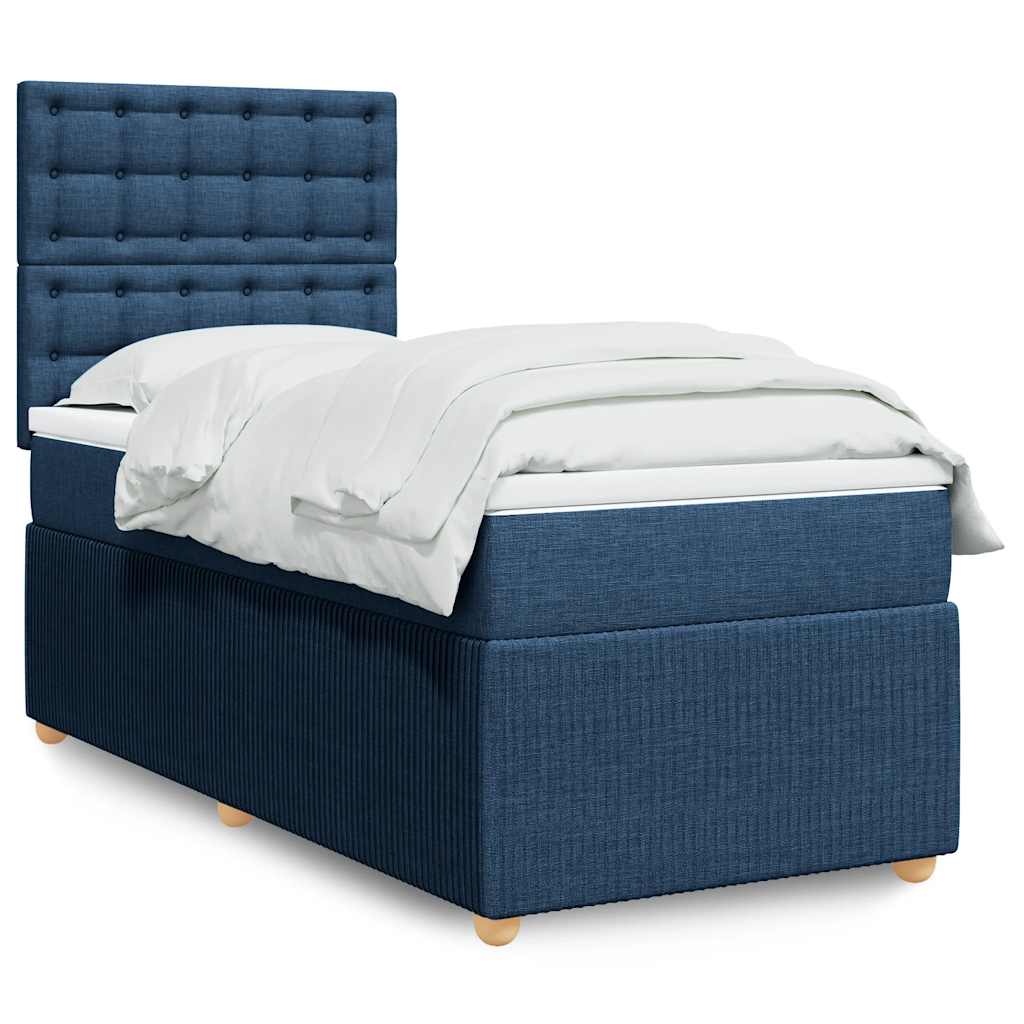 Boxspringbett Mit Matratze Stoff Blau