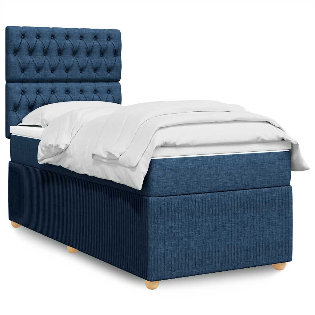 Boxspringbett Mit Matratze Stoff Blau