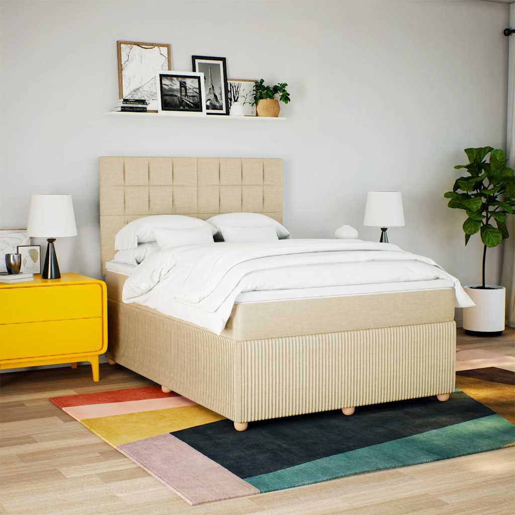 Boxspringbett Mit Matratze Stoff Creme
