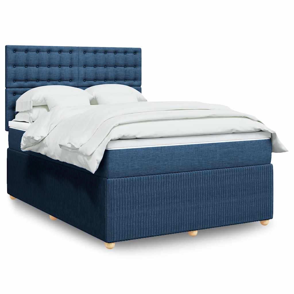 Boxspringbett Mit Matratze Stoff Blau