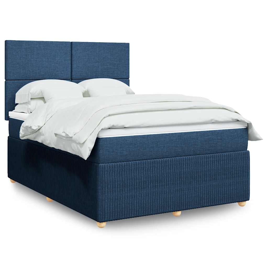 Boxspringbett Mit Matratze Stoff Blau