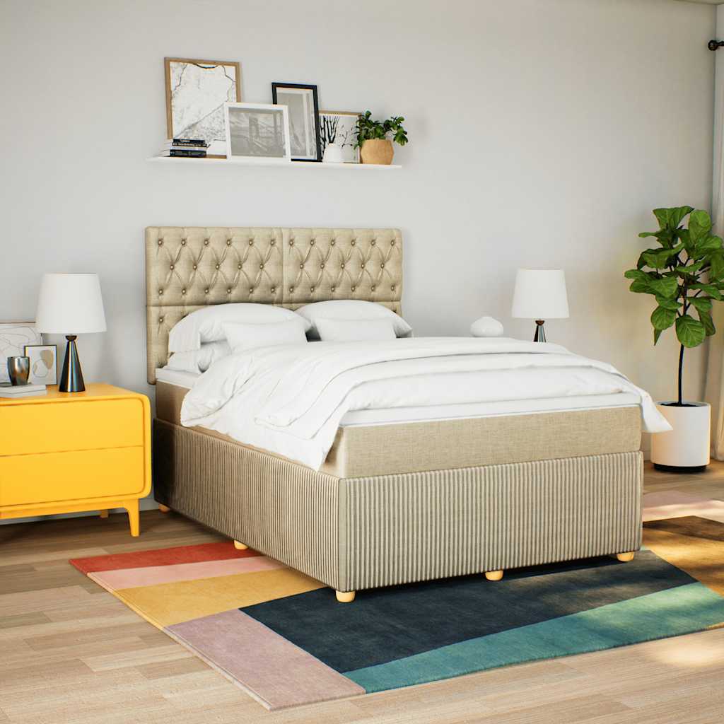 Boxspringbett Mit Matratze Stoff Creme