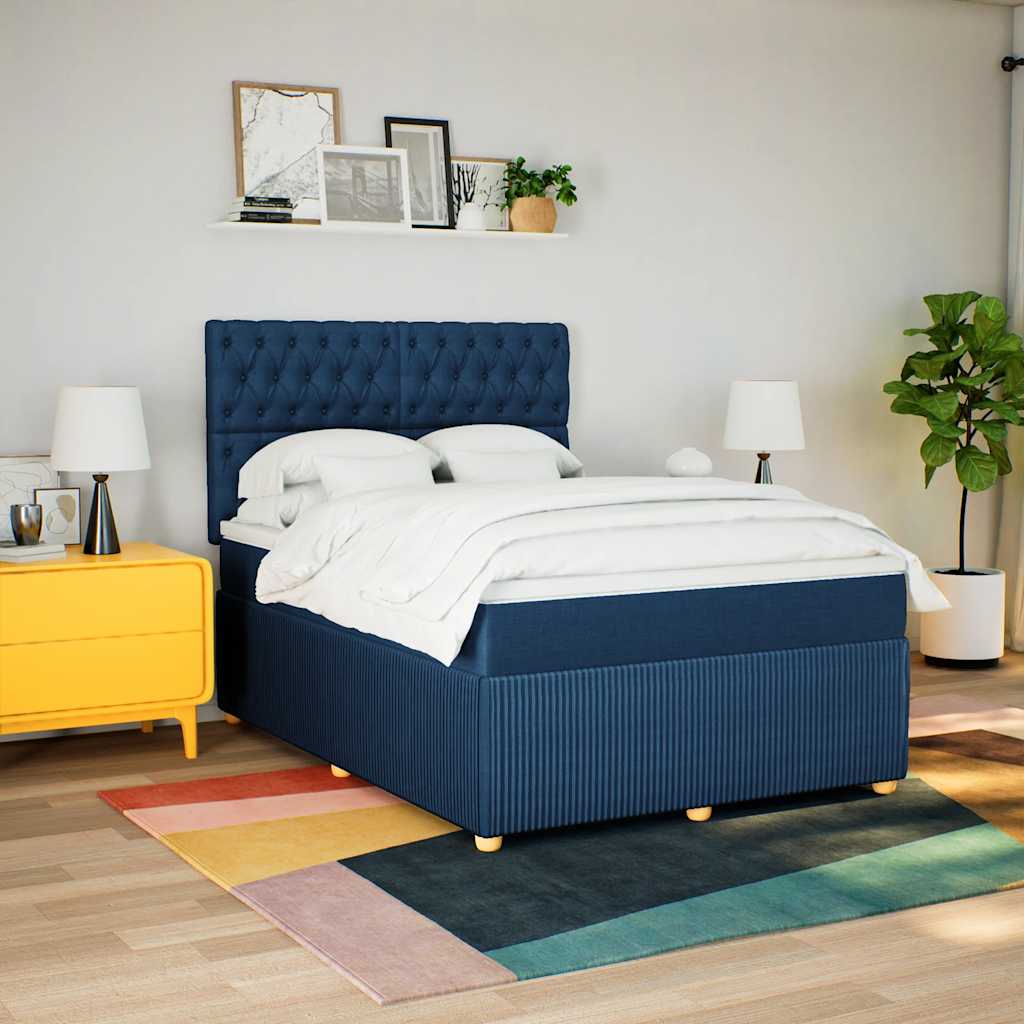 Boxspringbett Mit Matratze Stoff Blau