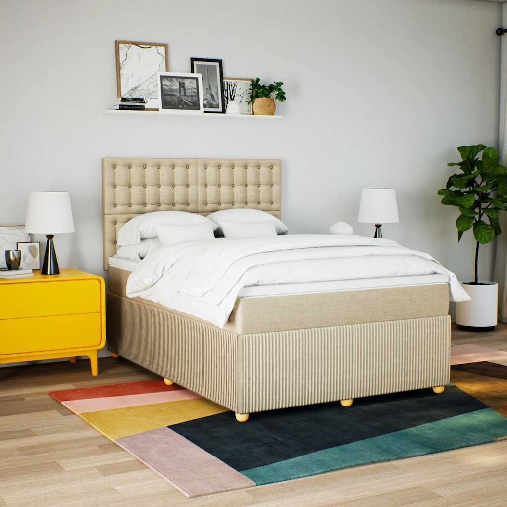 Boxspringbett Mit Matratze Stoff Creme