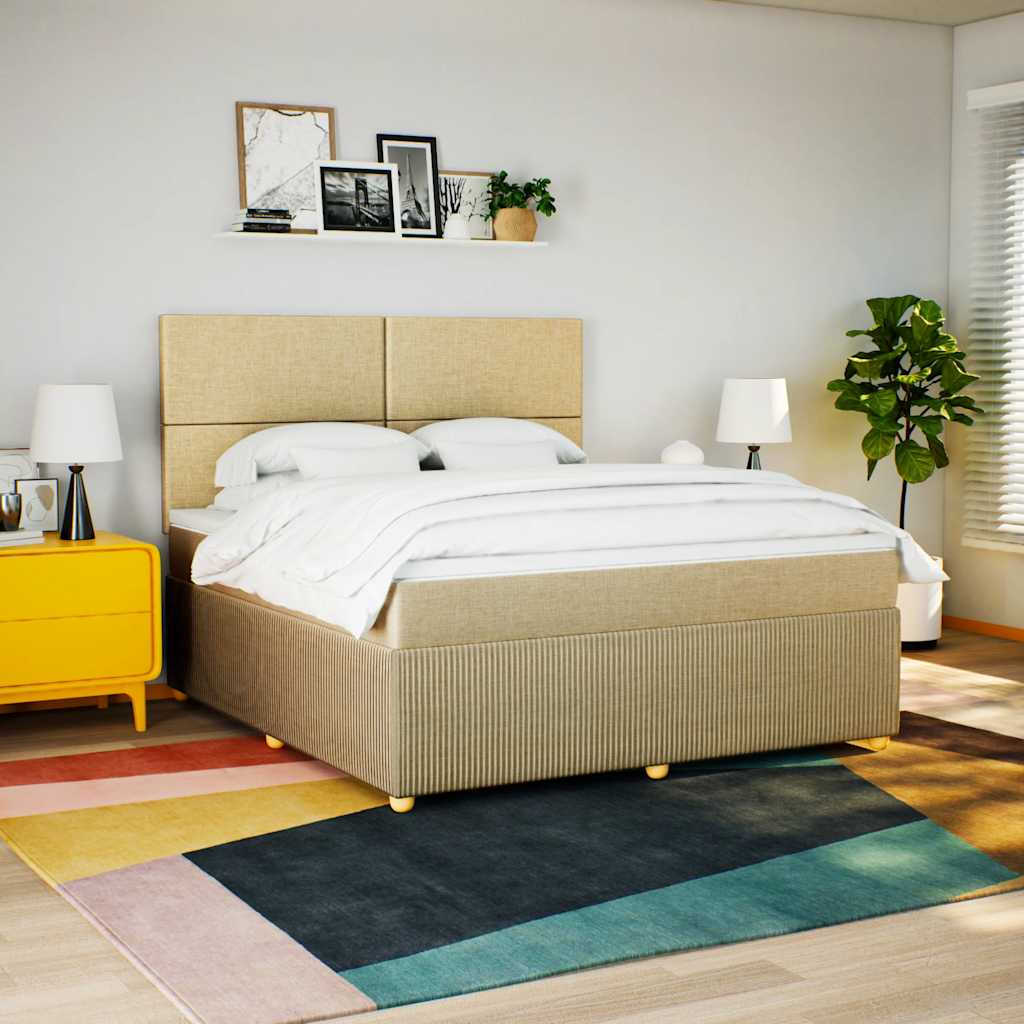 Boxspringbett Mit Matratze Stoff Creme