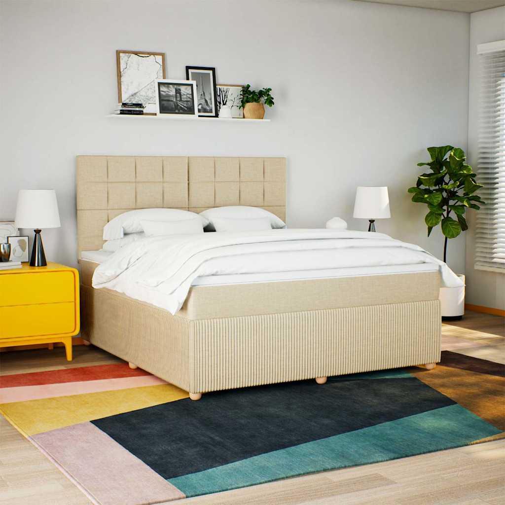Boxspringbett Mit Matratze Stoff Creme